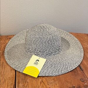 Sunday Afternoons Women’s Wide Brim Sun Hat – Black/Ivory – UPF 50+ – NWT